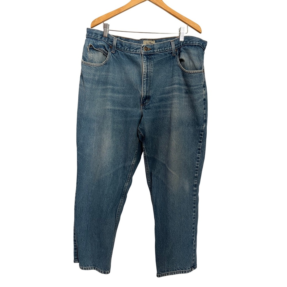 Vintage LL Bean Natural Fit Denim Jeans Mens Size 44x30 Blue Cotton Straight Leg
